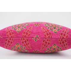 Fabric Pillow, Fabric Pillow 24x24, Mazenda Pink Topkapi Palace Tulip Pattern Turkish Jacquard Fabric Pillow Cover, Throw Pillow