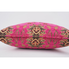 Fabric Pillow, Fabric Pillow 24x24, Mazenda Pink Topkapi Palace Tulip Pattern Turkish Jacquard Fabric Pillow Cover, Throw Pillow