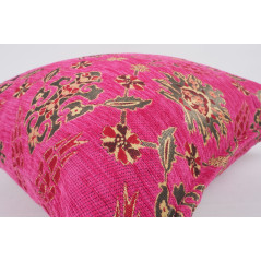 Fabric Pillow, Fabric Pillow 24x24, Mazenda Pink Topkapi Palace Tulip Pattern Turkish Jacquard Fabric Pillow Cover, Throw Pillow