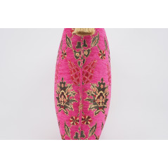 Fabric Pillow, Fabric Pillow 24x24, Mazenda Pink Topkapi Palace Tulip Pattern Turkish Jacquard Fabric Pillow Cover, Throw Pillow