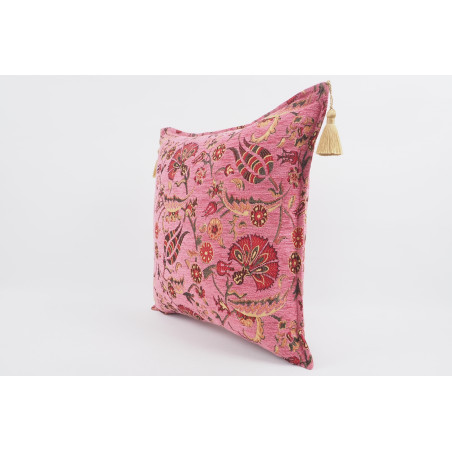 Fabric Pillow,Fabric Pillow 24x24, Pale  Pink Caucasus Carnation Pattern Turkish Fabric Pillow Case, Decorative Bohemian Pillow