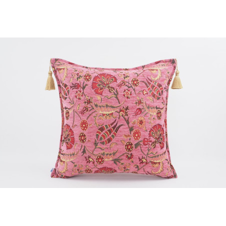 Fabric Pillow,Fabric Pillow 24x24, Pale  Pink Caucasus Carnation Pattern Turkish Fabric Pillow Case, Decorative Bohemian Pillow