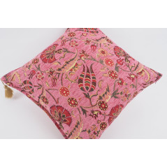Fabric Pillow,Fabric Pillow 24x24, Pale  Pink Caucasus Carnation Pattern Turkish Fabric Pillow Case, Decorative Bohemian Pillow
