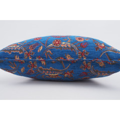 Fabric Pillow, Fabric Pillow 24x24, Navy Blue Caucasus Carnation Pattern Turkish Fabric Pillow Case, Decorative Bohemian Pillow