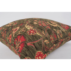 Fabric Pillow, Fabric Pillow 24x24, Moss Green Caucasus Carnation Pattern Turkish Fabric Pillow Case, Decorative Bohemian Pillow