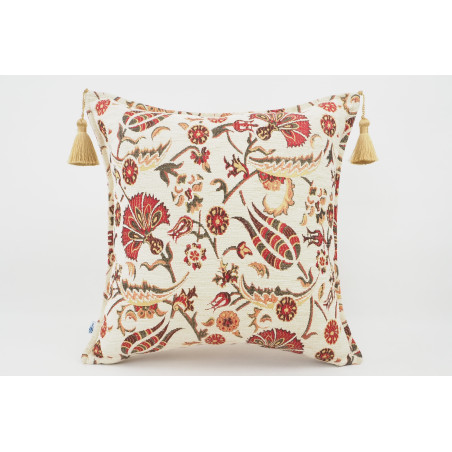 Fabric Pillow, Fabric Pillow 24x24,Beige Caucasus Carnation Pattern Turkish Fabric Pillow Case,Decorative Pillow,Bohemian Pillow
