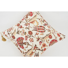 Fabric Pillow, Fabric Pillow 24x24,Beige Caucasus Carnation Pattern Turkish Fabric Pillow Case,Decorative Pillow,Bohemian Pillow