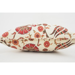 Fabric Pillow, Fabric Pillow 24x24,Beige Caucasus Carnation Pattern Turkish Fabric Pillow Case,Decorative Pillow,Bohemian Pillow