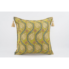 Fabric Pillow,Fabric Pillow 24x24,Pistachio Green Water Line Tulip Pattern Turkish Jacquard Fabric Pillow, Throw Pillow,Turkish