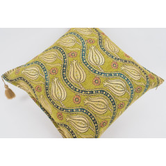 Fabric Pillow,Fabric Pillow 24x24,Pistachio Green Water Line Tulip Pattern Turkish Jacquard Fabric Pillow, Throw Pillow,Turkish
