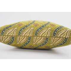 Fabric Pillow,Fabric Pillow 24x24,Pistachio Green Water Line Tulip Pattern Turkish Jacquard Fabric Pillow, Throw Pillow,Turkish
