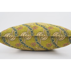 Fabric Pillow,Fabric Pillow 24x24,Pistachio Green Water Line Tulip Pattern Turkish Jacquard Fabric Pillow, Throw Pillow,Turkish