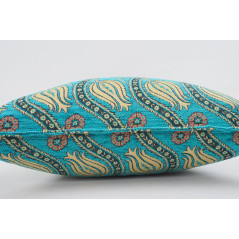 Fabric Pillow,Fabric Pillow 24x24, Turquoise Blue Water Line Tulip Pattern Turkish Jacquard Fabric Pillow, Throw Pillow,Turkish