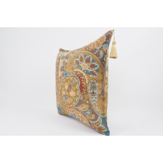 Fabric Pillow,Fabric Pillow 24x24,Paisley Pattern Turkish Chenille Fabric Pillow Case,Decorative Bohemian Pillow,Jacquard Fabric