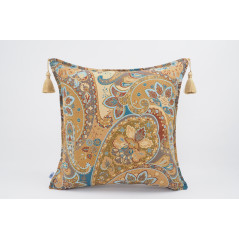 Fabric Pillow,Fabric Pillow 24x24,Paisley Pattern Turkish Chenille Fabric Pillow Case,Decorative Bohemian Pillow,Jacquard Fabric