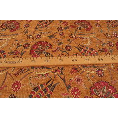 Upholstery Fabric, Chenille Fabric, Turkish Mustard Carnation Pattern Fabric,Turkish Fabric By the Yard,Bohemian Jacquard Fabric