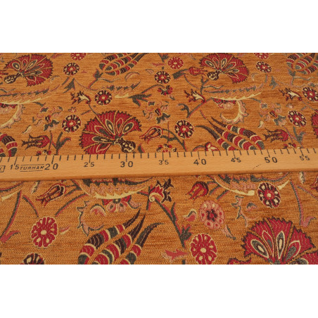 Upholstery Fabric, Chenille Fabric, Turkish Mustard Carnation Pattern Fabric,Turkish Fabric By the Yard,Bohemian Jacquard Fabric