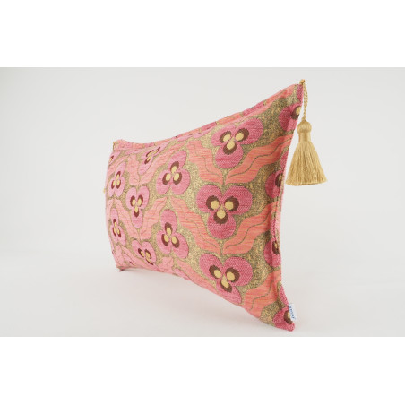 Fabric Pillow, Fabric Pillow 12x20, Pale Pink Tiger Eyes Pattern Turkish Fabric Pillow Cover,Decorative Throw Bohemian Pillow