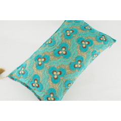 Fabric Pillow, Fabric Pillow 12x20, Turquoise Blue Tiger Eyes Pattern Turkish Fabric Pillow Cover, Decorative Bohemian Pillow