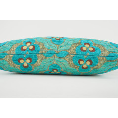 Fabric Pillow, Fabric Pillow 12x20, Turquoise Blue Tiger Eyes Pattern Turkish Fabric Pillow Cover, Decorative Bohemian Pillow