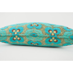 Fabric Pillow, Fabric Pillow 12x20, Turquoise Blue Tiger Eyes Pattern Turkish Fabric Pillow Cover, Decorative Bohemian Pillow