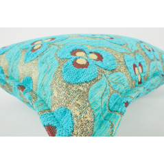 Fabric Pillow, Fabric Pillow 12x20, Turquoise Blue Tiger Eyes Pattern Turkish Fabric Pillow Cover, Decorative Bohemian Pillow