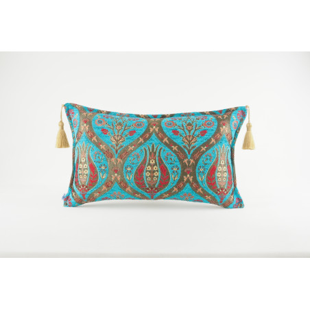 Fabric Pillow,Fabric Pillow 12x20,Turquoise Blue Morocco Pattern Tulip Turkish Fabric Pillow,Decorative Pillow,Bohemian Pillow