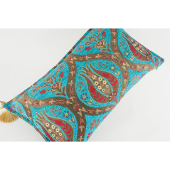 Fabric Pillow,Fabric Pillow 12x20,Turquoise Blue Morocco Pattern Tulip Turkish Fabric Pillow,Decorative Pillow,Bohemian Pillow