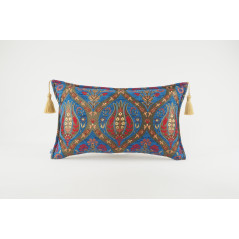 Fabric Pillow, Fabric Pillow 12x20, Navy Blue Morocco Pattern Tulip Turkish Fabric Pillow, Decorative Pillow, Bohemian Pillow