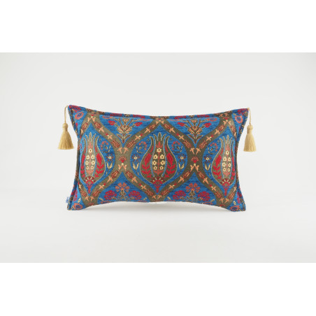 Fabric Pillow, Fabric Pillow 12x20, Navy Blue Morocco Pattern Tulip Turkish Fabric Pillow, Decorative Pillow, Bohemian Pillow