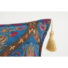 Fabric Pillow, Fabric Pillow 12x20, Navy Blue Morocco Pattern Tulip Turkish Fabric Pillow, Decorative Pillow, Bohemian Pillow