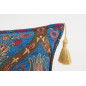 Fabric Pillow, Fabric Pillow 12x20, Navy Blue Morocco Pattern Tulip Turkish Fabric Pillow, Decorative Pillow, Bohemian Pillow