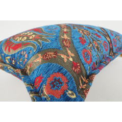 Fabric Pillow, Fabric Pillow 12x20, Navy Blue Morocco Pattern Tulip Turkish Fabric Pillow, Decorative Pillow, Bohemian Pillow