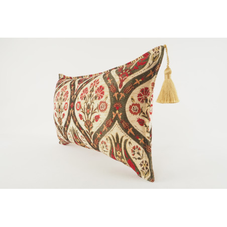 Fabric Pillow, Fabric Pillow 12x20, Beige Morocco Pattern Tulip Turkish Fabric Pillow, Decorative Pillow, Bohemian Pillow