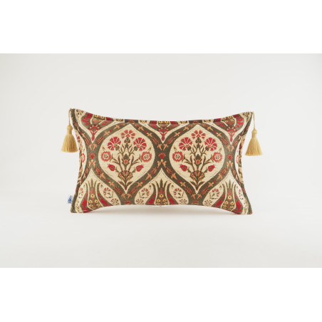 Fabric Pillow, Fabric Pillow 12x20, Beige Morocco Pattern Tulip Turkish Fabric Pillow, Decorative Pillow, Bohemian Pillow
