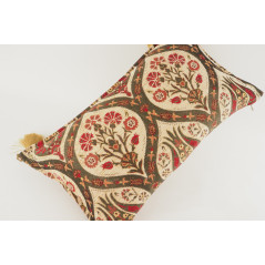 Fabric Pillow, Fabric Pillow 12x20, Beige Morocco Pattern Tulip Turkish Fabric Pillow, Decorative Pillow, Bohemian Pillow