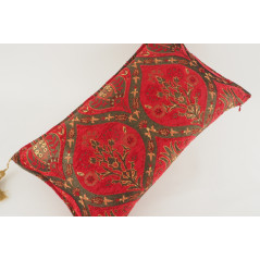 Fabric Pillow, Fabric Pillow 12x20, Red Morocco Pattern Tulip Turkish Fabric Pillow, Decorative Pillow, Bohemian Pillow