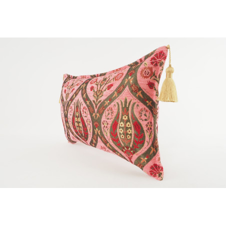 Fabric Pillow, Fabric Pillow 12x20, Pale Pink Morocco Pattern Tulip Turkish Fabric Pillow, Decorative Pillow, Bohemian Pillow