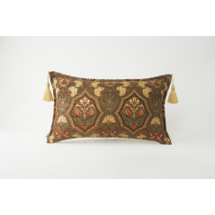 Fabric Pillow, Fabric Pillow 12x20, Moss Green Carnation Pattern Turkish Fabric Pillow,Decorative Throw Pillow,Bohemian Pillow