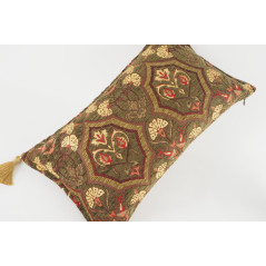Fabric Pillow, Fabric Pillow 12x20, Moss Green Carnation Pattern Turkish Fabric Pillow,Decorative Throw Pillow,Bohemian Pillow