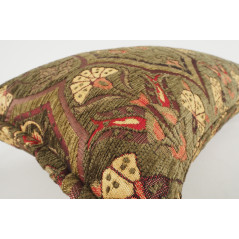 Fabric Pillow, Fabric Pillow 12x20, Moss Green Carnation Pattern Turkish Fabric Pillow,Decorative Throw Pillow,Bohemian Pillow