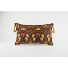 Fabric Pillow, Fabric Pillow 12x20, Brown Carnation Pattern Turkish Fabric Pillow,Decorative Throw Pillow,Bohemian Pillow