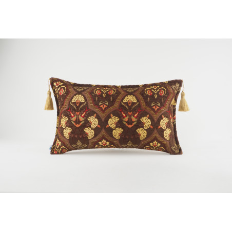 Fabric Pillow, Fabric Pillow 12x20, Brown Carnation Pattern Turkish Fabric Pillow,Decorative Throw Pillow,Bohemian Pillow