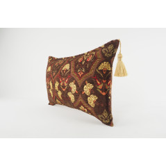 Fabric Pillow, Fabric Pillow 12x20, Brown Carnation Pattern Turkish Fabric Pillow,Decorative Throw Pillow,Bohemian Pillow