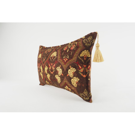 Fabric Pillow, Fabric Pillow 12x20, Brown Carnation Pattern Turkish Fabric Pillow,Decorative Throw Pillow,Bohemian Pillow