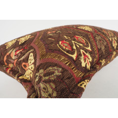 Fabric Pillow, Fabric Pillow 12x20, Brown Carnation Pattern Turkish Fabric Pillow,Decorative Throw Pillow,Bohemian Pillow