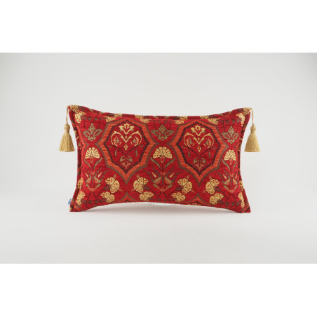 Fabric Pillow, Fabric Pillow 12x20, Red Carnation Pattern Turkish Fabric Pillow,Decorative Pillow, Throw Pillow,Bohemian Pillow