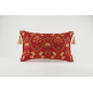 Fabric Pillow, Fabric Pillow 12x20, Red Carnation Pattern Turkish Fabric Pillow,Decorative Pillow, Throw Pillow,Bohemian Pillow