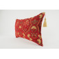 Fabric Pillow, Fabric Pillow 12x20, Red Carnation Pattern Turkish Fabric Pillow,Decorative Pillow, Throw Pillow,Bohemian Pillow