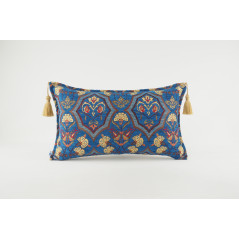 Fabric Pillow,Fabric Pillow 12x20,Navy Blue Carnation Pattern Turkish Fabric Pillow,Decorative Throw Pillow,Bohemian Pillow